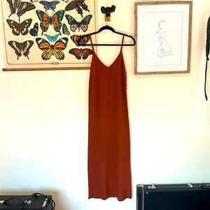 Rust orange maxi knit dress
